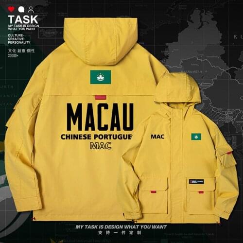 Macau MAC Macao Macanese China men jacket hooded nation flag casual trench coat men for men long sleeve mens clothes autumn