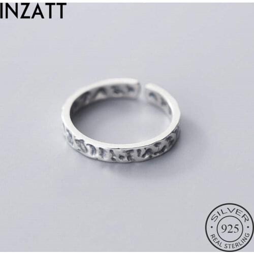 INZATT Real 925 Sterling Silver Geometric Irregular Adjustable Ring For Fashion Woman Minimalist Fine Jewelry Punk Accessories