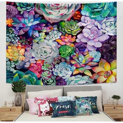 Beautiful Colorful Succulents Plant Tapestry for Livingroom Photography Wall Decor