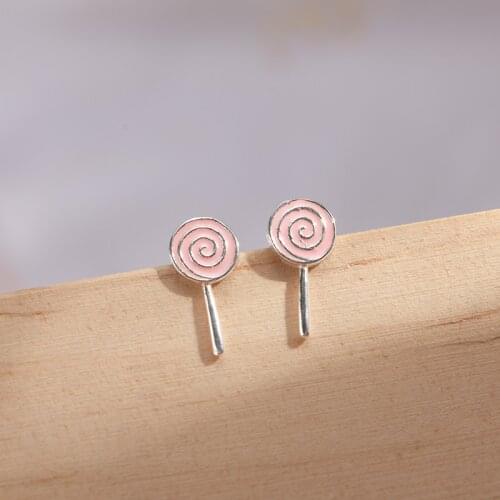 Fashion Pink Ctue Lollipop Stud Earrings For Women Boucles d'oreilles Wedding Jewelry eh1230