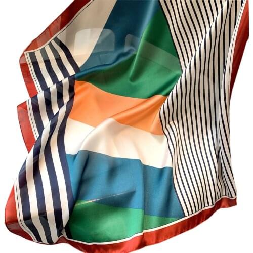 Fashion 2021 Silk Satin Hair Scarf Women Handkerchief Printed Female Square Head Bandana Small scarves Neck hijab lady girl