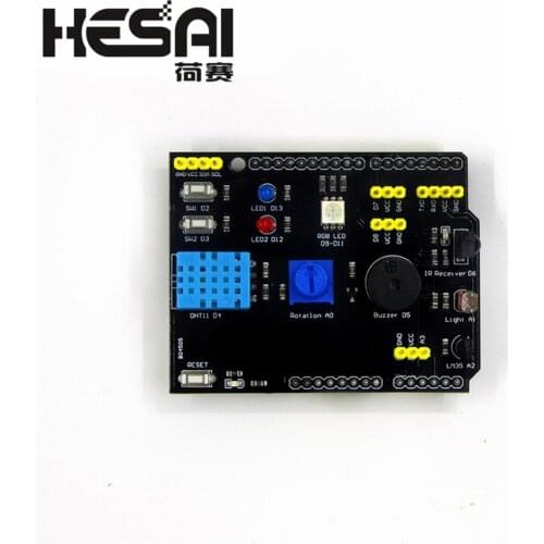 DHT11 LM35 Temperature Humidity Sensor Multifunction Expansion Board Adapter For UNO R3 RGB LED IR Receiver Buzzer I2C