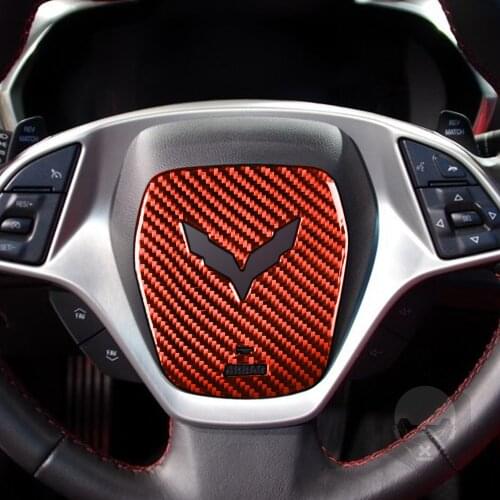 Genuine Carbon Fiber Car steering wheel center Cover Stickers For Chevrolet corvette C7 2014-2019