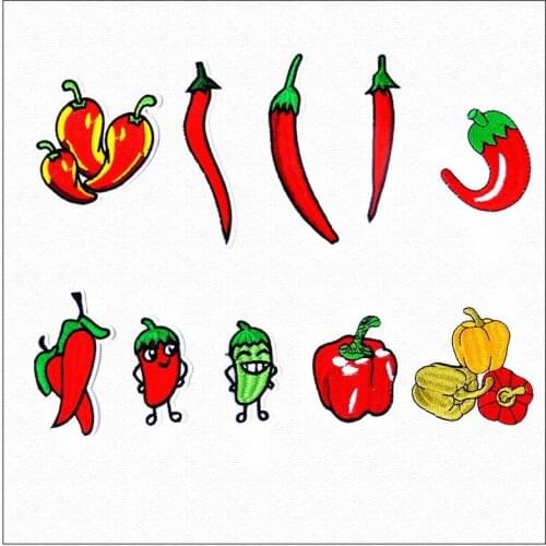 50pcs/lot Embroidery Patches Letters Clothing Decoration Accessories Chili Diy Iron Heat Transfer Applique Patches for Clothing