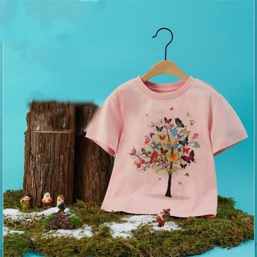 New Girls Pink T Shirt Short Sleeves Magic Tree Tops Boys Baby Children Clothing Summer O Neck Tee Toddler Infant For 2-8 Years