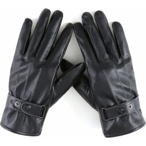 The new leather warm winter men touch screen gloves male three jin PU water wash leather gloves-029