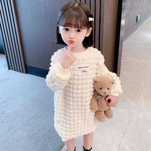 Dress Girl Solid Color Girl Party Dress Casual Style Dress Kids Spring Autumn Childrens Clothing