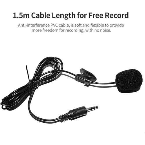 1.5m Mini Portable Lapel Lavalier Microphone Condenser Clip-on Lapel Mic 3.5mm Jack Wired Mikrofo/Microfon for Phone Laptop PC