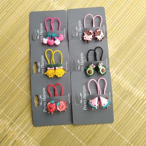 2PCS Cartoon Fruit Avocado Pineapple Princess Headwear Kids Elastic Hair Bands Children Ropes Girls Accessories Baby Headdress