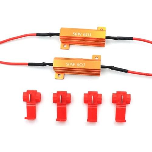 Niscarda 2x 50w 6ohm Load Resistors LED Flash Rate Turn Signals Light Indicator Controllers Brake Running Motorcycle