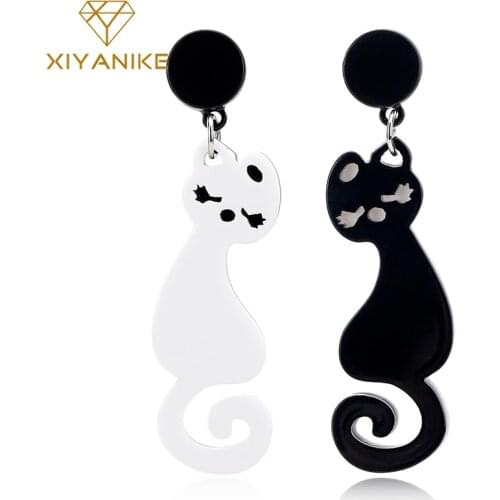 XIYANIKE Cat Earrings For Women 2019 Fashion Personality Animal Exaggerated Drop Accessories Cute Girl Nightclub Hip-Hop Jewelry