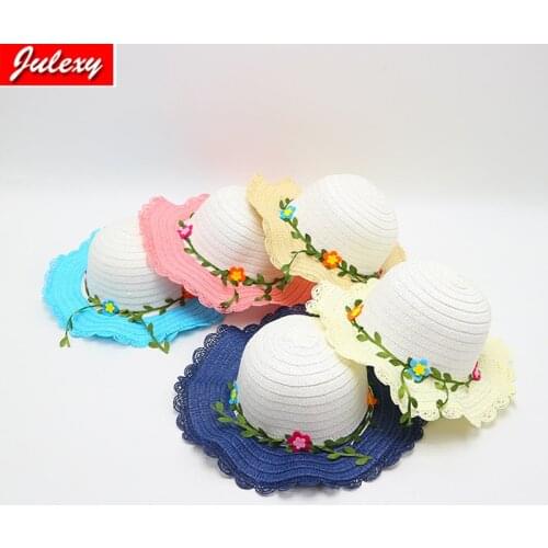 2021 New Childrens Straw Hat Summer Girl Sun Hat 2-8 Years Old Sunshade Sand Hat Fresh Sunscreen Beach Fisherman Hat Wholesale
