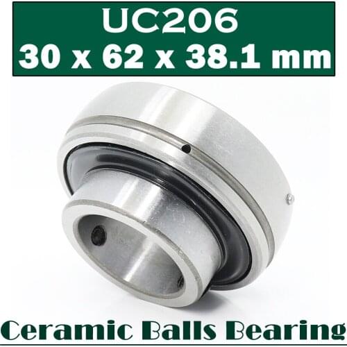 UC206 Grease Sealed Hybrid Ceramic Bearing 1PC 30x62x38.1 mm Hybrid Ceramic Precision Bearing Insert Ball Bearings