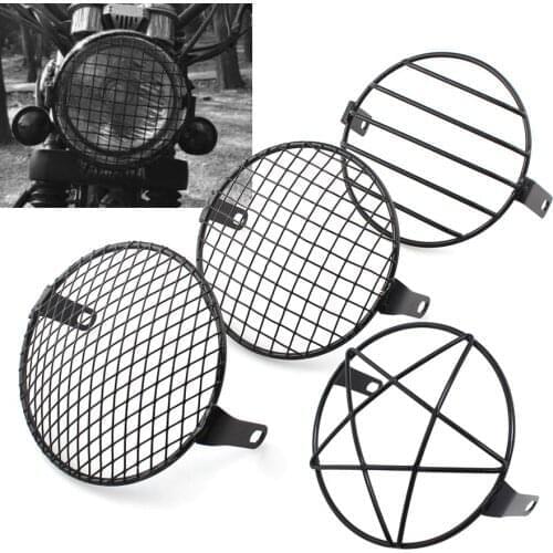 Universal 6.3" Front Mount Headlight Round Grill Cover Mask Headlight For Harley Ducati Chopper Yamaha Cafe Racer