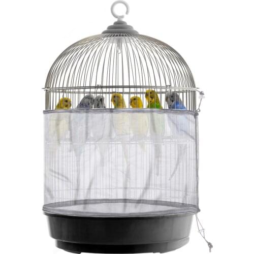 Universal Birdcage Cover Bird Seed Guard Catcher Adjustable Drawstring Bird Cage Skirt Mesh Net Cover