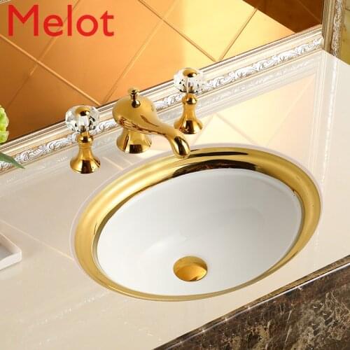 European-style golden basin ceramic embedded lavatory oval toilet washbasin Taiyang lavatory