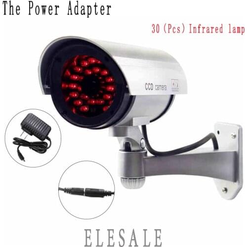 3V 1A Power Adapter Waterproof Silver Metal Fake Camera Two AA Battery LED Dummy Camera Ir Led Surveillance Camera