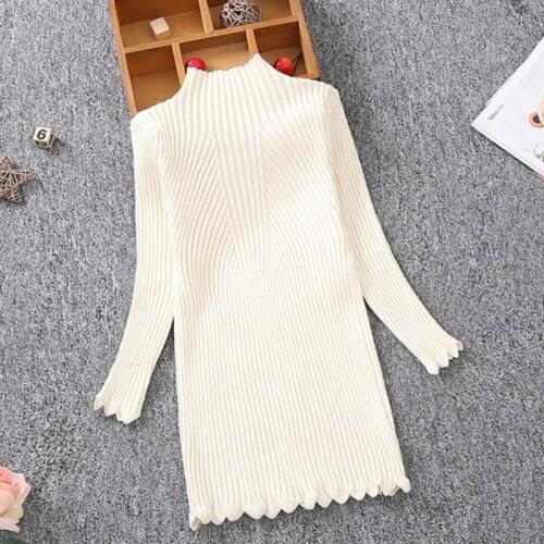 2-13Y 2020 Spring Autumn Winter Baby Toddler Teenage Kids Girls Knitted Dress Childrens Clothes Slim Girls Sweater Dress JW4327