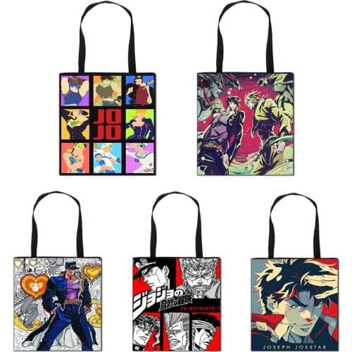 Japanese Anime Jojo Bizzare Adventure Cartoon Print Shoulder Bag Women Shopping Bags Girls Fashion Casual Pacakge Hand Bag