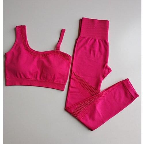 Womens 2 Piece Tracksuit Workout Outfits - Seamless High Waist Leggings and Sleeveless Crop Top Yoga Activewear Set