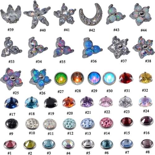 1 PC Surgical Steel Prong zircon Dermal Anchor Top Opal Micro Dermal Anchor Flower Piercings Skin Diver Piercing Body Jewelry