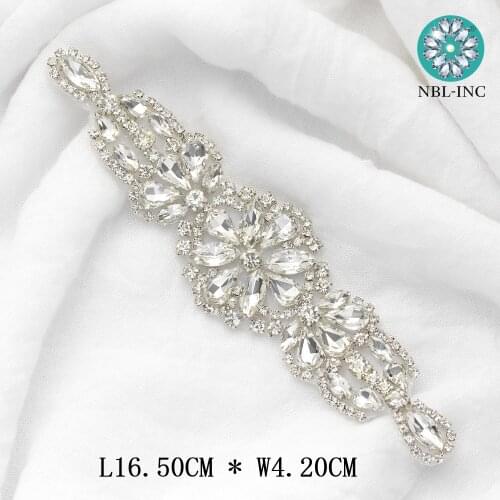 1PC) Silver rhinestone bridal belt wedding applique with crystals wedding dress accessories sash belt for wedding dress WDD0455