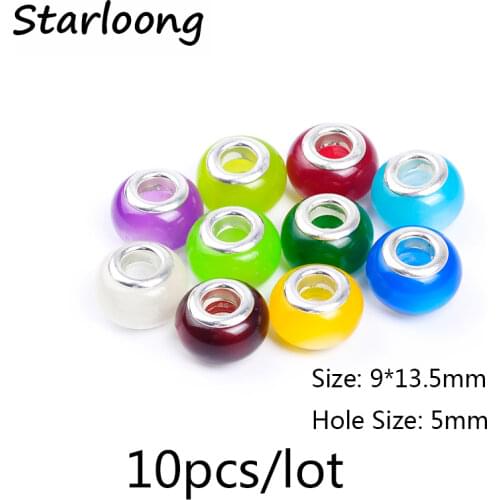10pcs/lot round many colors mixed opal stone cat eyes beads spacer beads fit for European charm bracelet for jewelry making