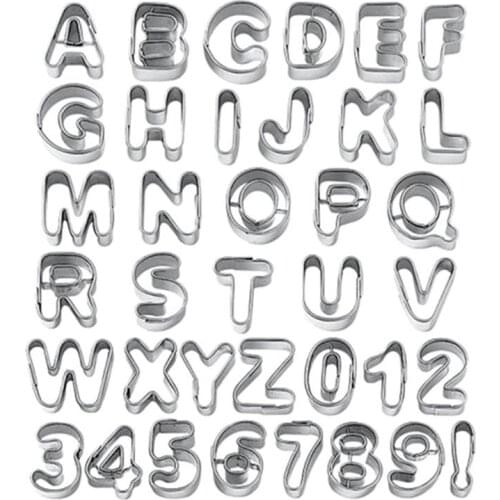 37PCS Cookie Cutter Stainless Steel Alphabet Number Letter Shape Cookie Cutter Mold Biscuit Mold DIY Cake Moulds Baking Tools