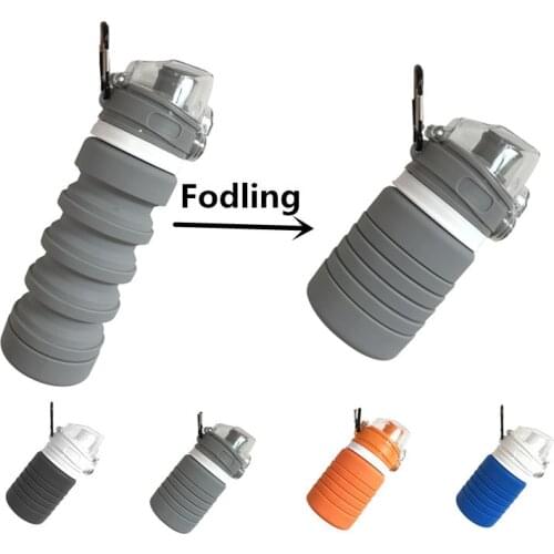 5 PCS Food Grade Silicone 500ML Collapsible Water Bottles Travel Kettle Sports Drink Camping Cycling Foldable Bottle