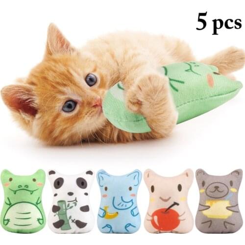 5Pcs/Set Animal Cat Chew Toy Catnip Filled Kitten Toy Interactive Soft Pet Toy Funny Bite Resistant Creative Toy For Cat Kittens
