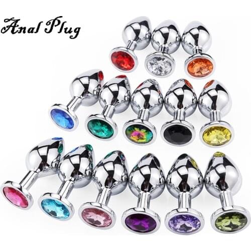 Anal plug sex toys stainless steel smooth steel butt plug tail crystal jewelry sex toys Female/male anal dildo adult sex toys
