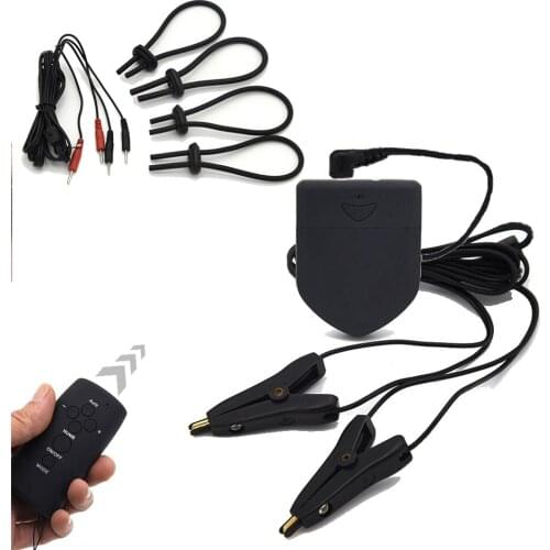 Wireless Remote Control Set ,Electric Shock Penis Rings/Cock Rings Electro Shock Nipple Clamps Enlargement Sex Toys For Couples