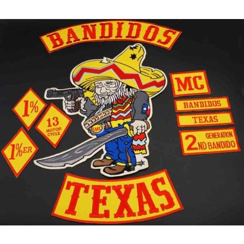 Large BANDIDOS TEXAS WITH GUN Knife Embroidery Patch Badge for Leather Jacket Decoration Back High-grade Iron-On