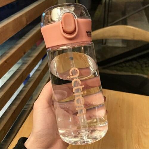 Water Cup Unisex Student Cute Plastic Shatter Proof Good-looking Cool Children Explosion-Proof Cup with Straw