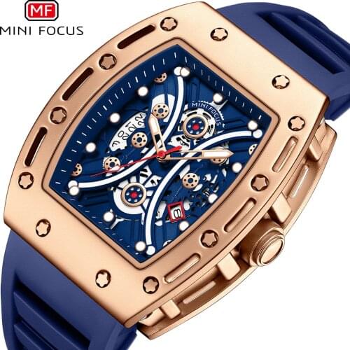 MINI FOCUS Mens Watches Top Brand Luxury Hollow Sport Watch For Men Fashion Silicone Strap Waterproof Quartz Wristwatch Dropship