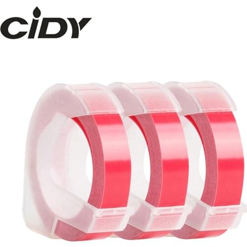 CIDY 3 rolls 9mm *3m Dymo 3D Plastic Pink Color Embossing Tapes for Embossing Label Makers DYMO 1011 1610 12965 Motex E101
