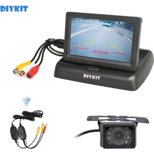 DIYKIT Wireless 4.3 Inch Car Reversing Camera Kit Back Up Car Monitor LCD Display HD Car Rear View Camera