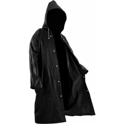 Adults Woman Raincoat Slim Outdoor Rainwear EVA Cloth Hoodie Long Rain Waterproof with Hat Buttons Slicker Dropping