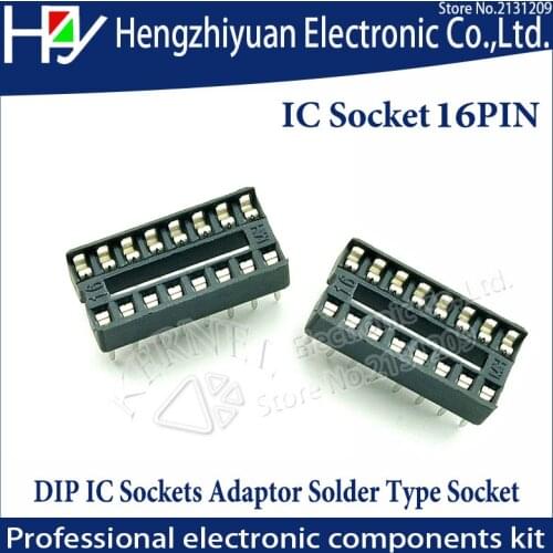Hzy IC Sockets 16 pin 10PCS 2.54mm Through Hole Stamped pin Open Frame IC Dip Socket,Pitch Through Hole Dip Socket Connectors