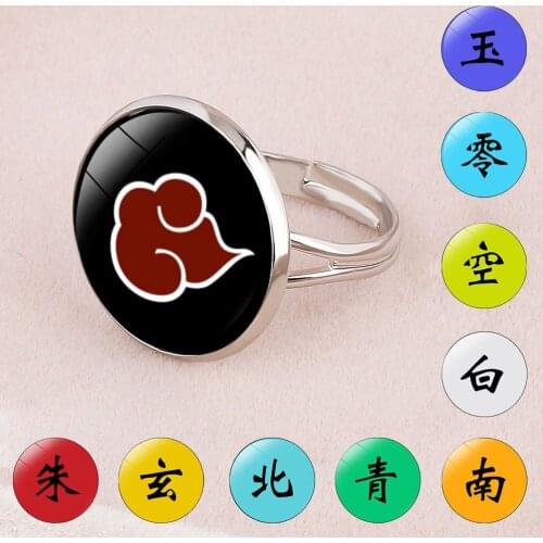 Akatsuki Ring Adjustable Glass Cloud Ring Adult Ninja Props Accessories Itachi Pain Deidara Anime Cosplay Ring