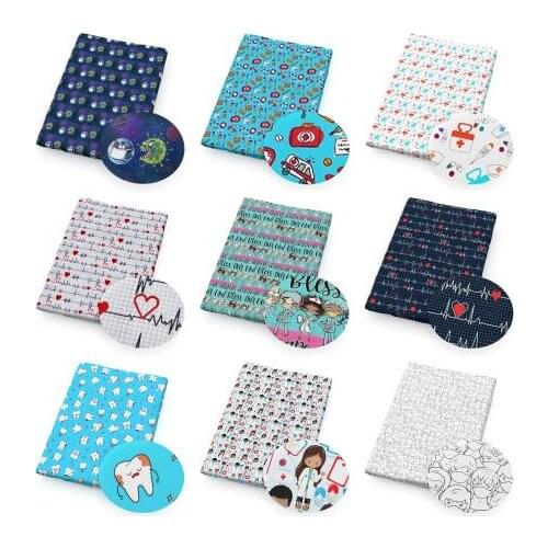 David accessories 50*145cm Nurses Doctor Health Patchwork Printed 100% cotton fabric for Sewing Quilting Doll,1Yc10908