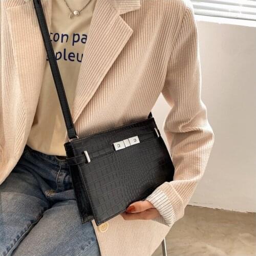 Crocodile pattern small square bag trendy simple one-shoulder diagonal bags women Literary and art simple all-match handbag