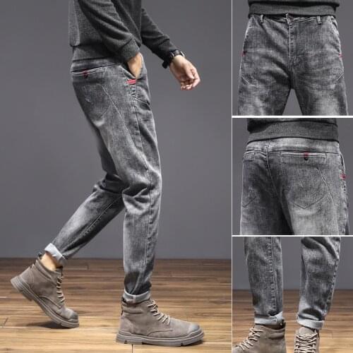 Baggy Black Jeans Mens Breathable High Quality Fashion Cargo Pants Men Solid Straight Print Mid Waist Button Trousers Factory