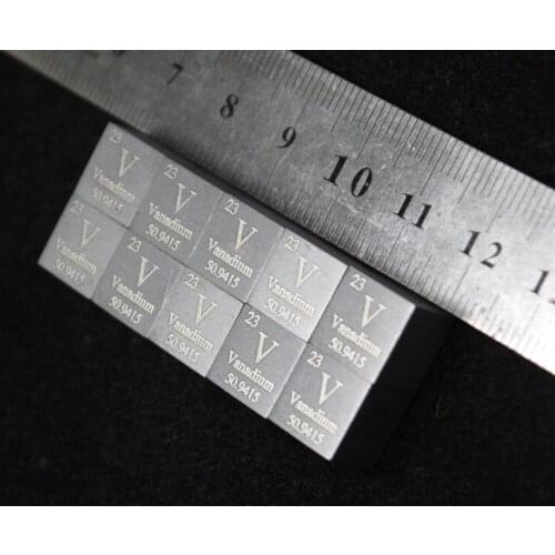 Metal Vanadium Periodic Phenotype Cube, Side Length 10mm, Weight About 6.05g, More than 99.9