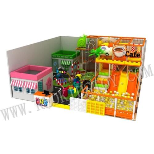 Multi-functional Indoor Playground With Track and Kids Playing House HZ-20200312