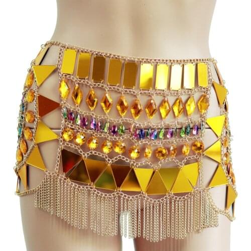 Fashion Crystal Beaded Body Chain Sexy Waist Chain Shorts Skirt for Women Wrap Beach Rave Outfits Carnival Costume Jewelry