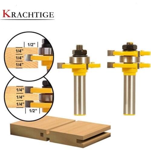 Krachtige 3/4 inch 2 Bit Tongue and Groove Router Bit Set - 1/2" Shank