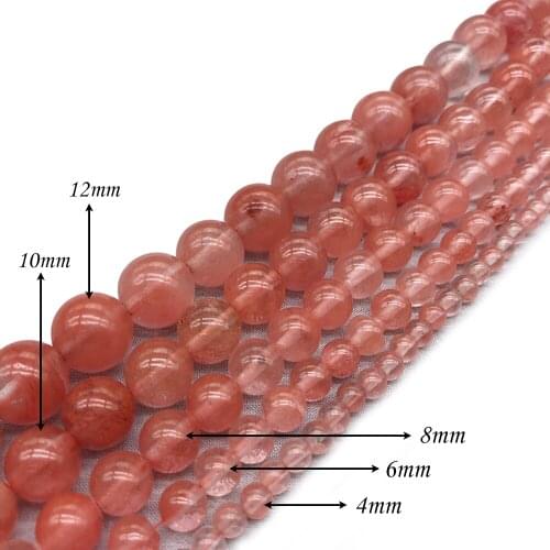 Natural Stone Light Red Crystal Quartz Round Loose Charm BeadsFitMulti-purpose Jewelry Making 4 6 8 10 12MMPick Size J278