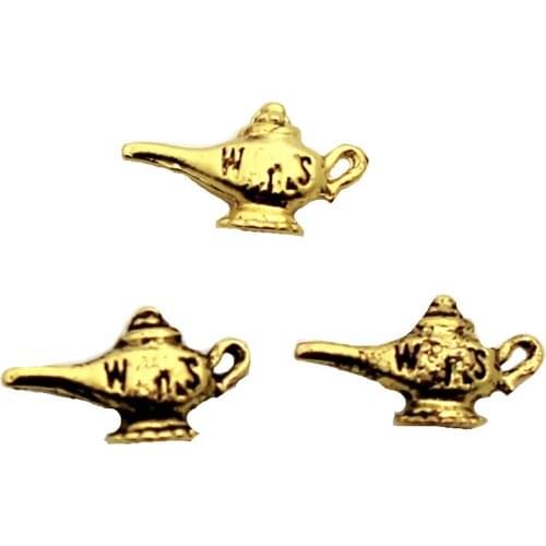 Newest 10pcs/lot Lamp of Aladdin Metal Floating Charms For Living Glass Memory Lockets Necklace