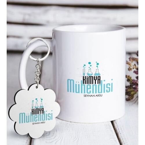 Personalized Professional Chemical Engineer White Mug and Keychain Gift Seti-1